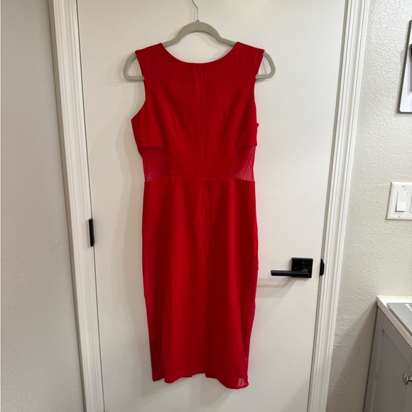 Dress the Population Bryson Dress - Red Dress with Mesh Panels - Picture 4 of 9